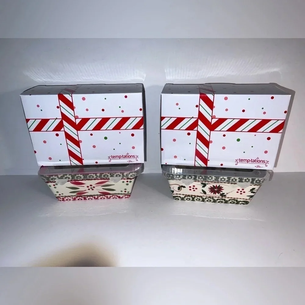 Temptations , NWT, 2 ceramic old world, holiday floral, 12 ounce mini‎ …